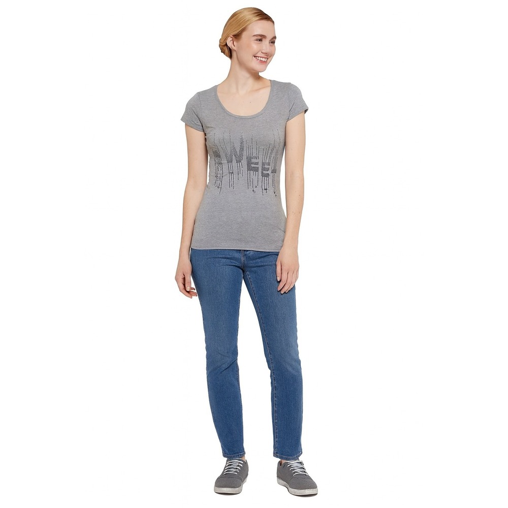 Women's Gray Rhinestone Short Sleeve‎ T-Shirt – Size Small